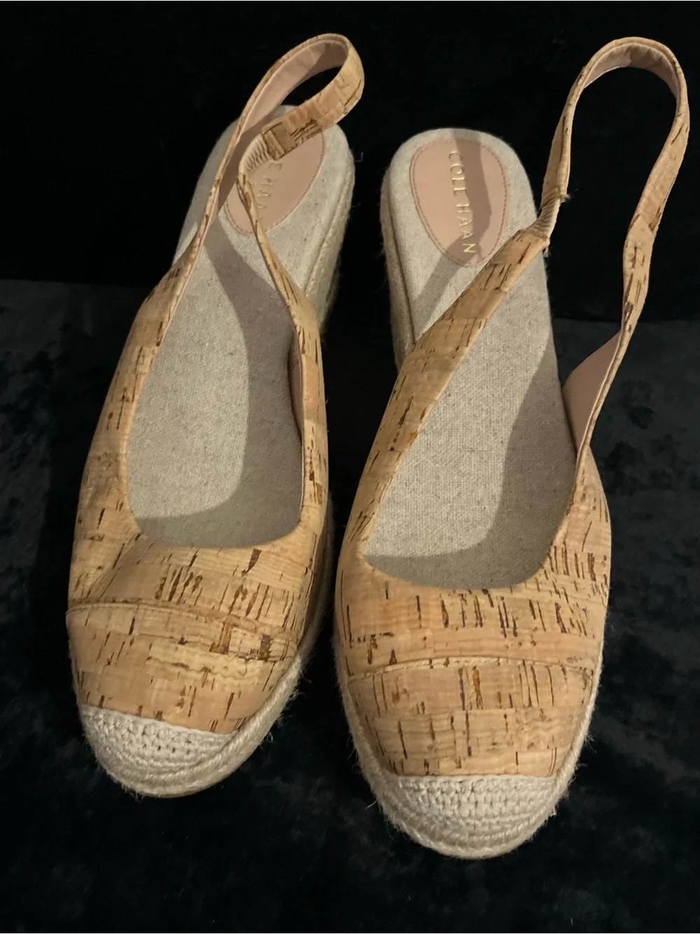 COLE HAAN WOMENS SHOES CLOUDFEEL CORK SLINGBACK ESPADRILLE WEDGE ELASTIC